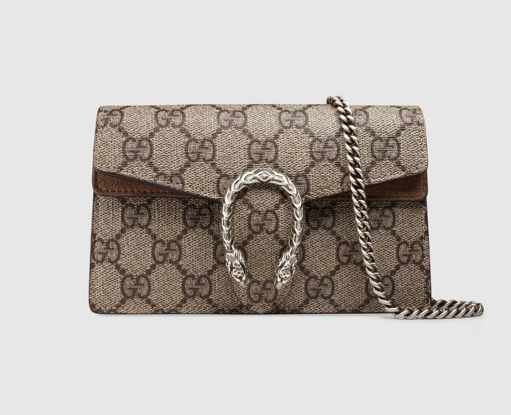 Gucci Dionysus Mini Bag – GG Supreme Canvas & Taupe Suede