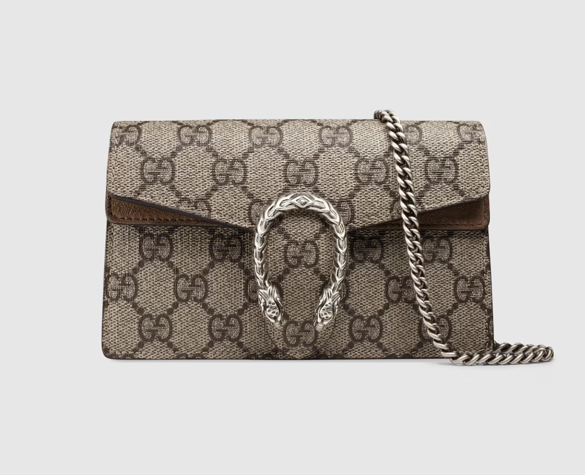 Gucci Dionysus Mini Bag – GG Supreme Canvas & Taupe Suede