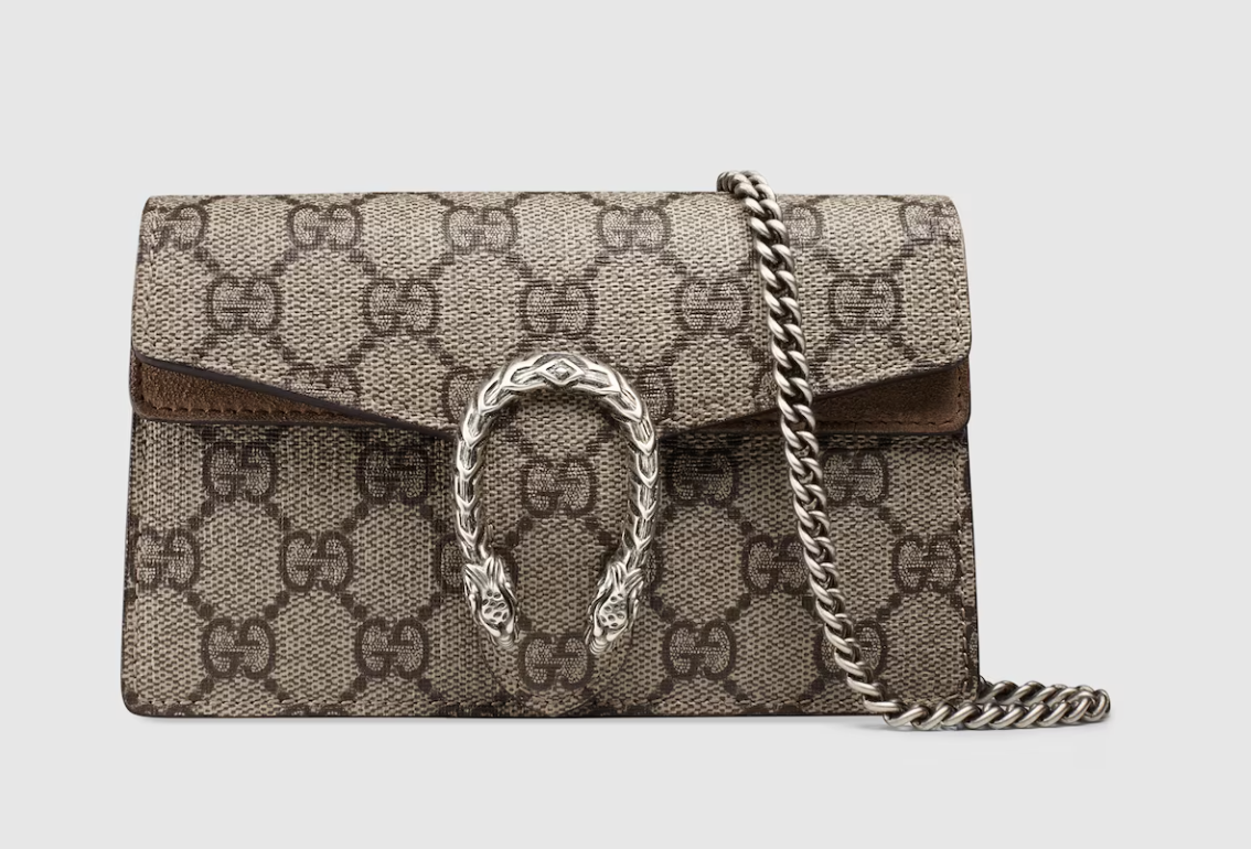 Gucci Dionysus Mini Bag – GG Supreme Canvas & Taupe Suede