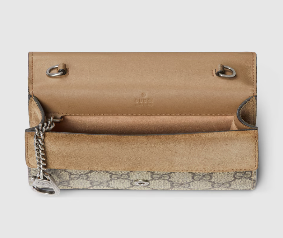 Gucci Dionysus Mini Bag – GG Supreme Canvas & Taupe Suede