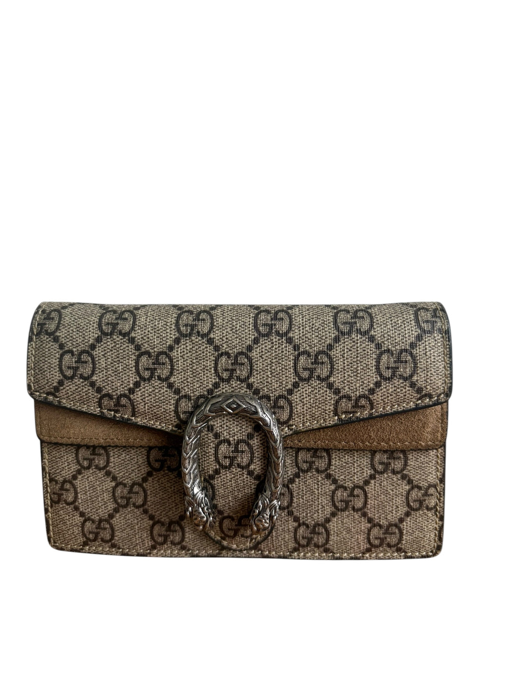 Gucci Dionysus Mini Bag – GG Supreme Canvas & Taupe Suede