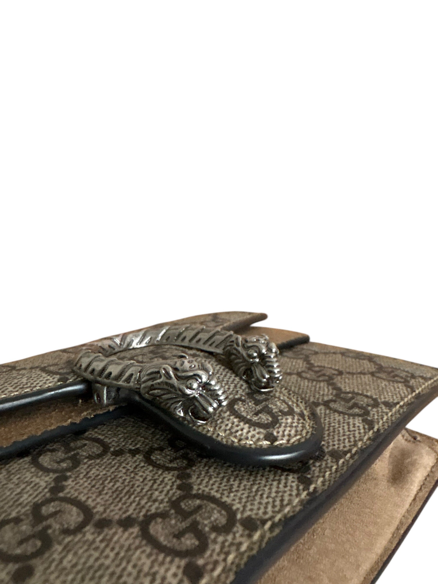 Gucci Dionysus Mini Bag – GG Supreme Canvas & Taupe Suede