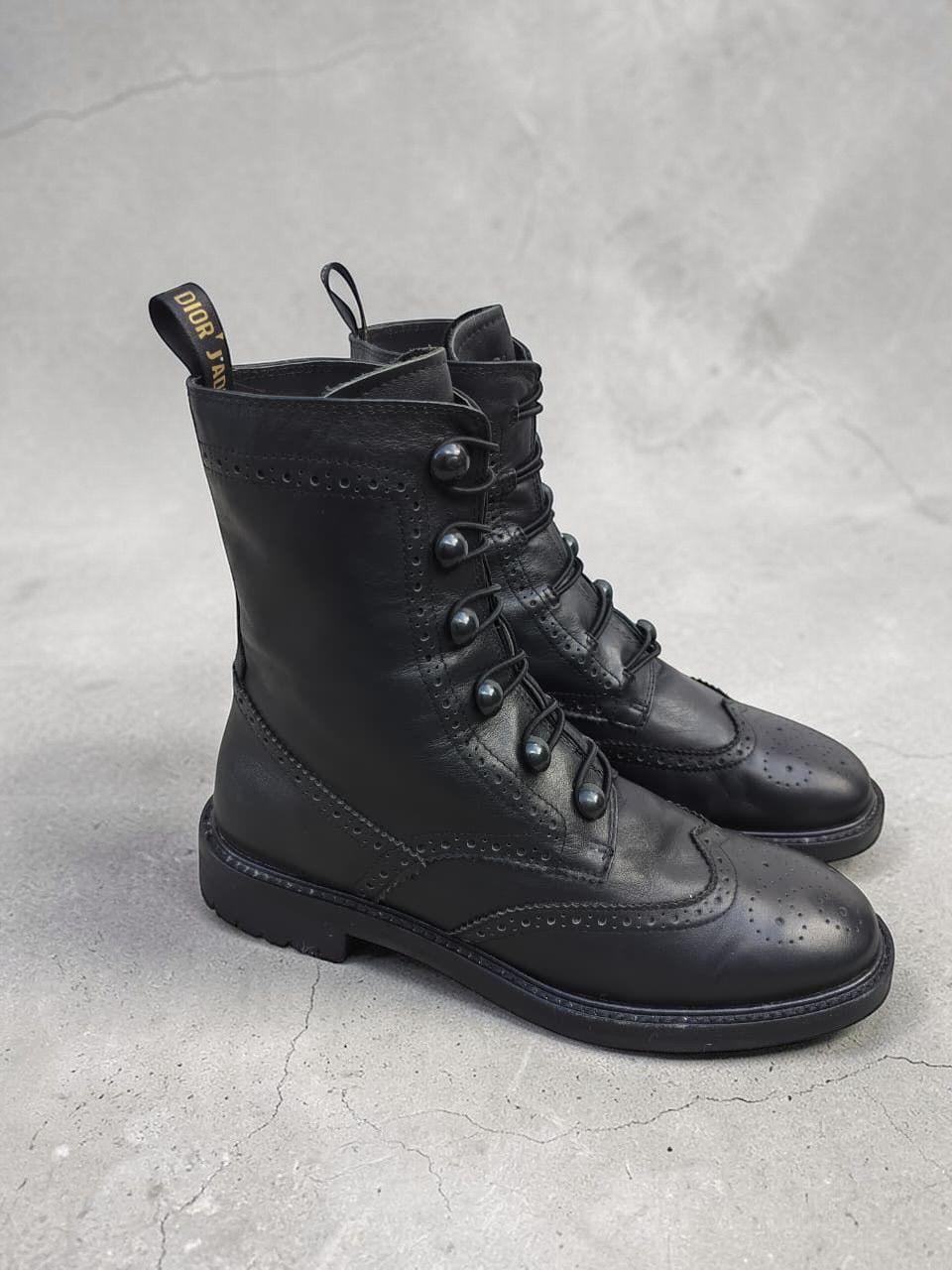 Christian Dior D-Trap Brogue Ankle Boots — Black Calfskin, EU 37