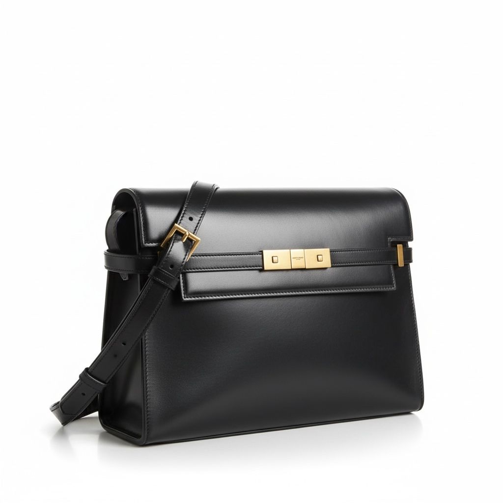 Saint Laurent Manhattan Shoulder Bag — Black Box Leather