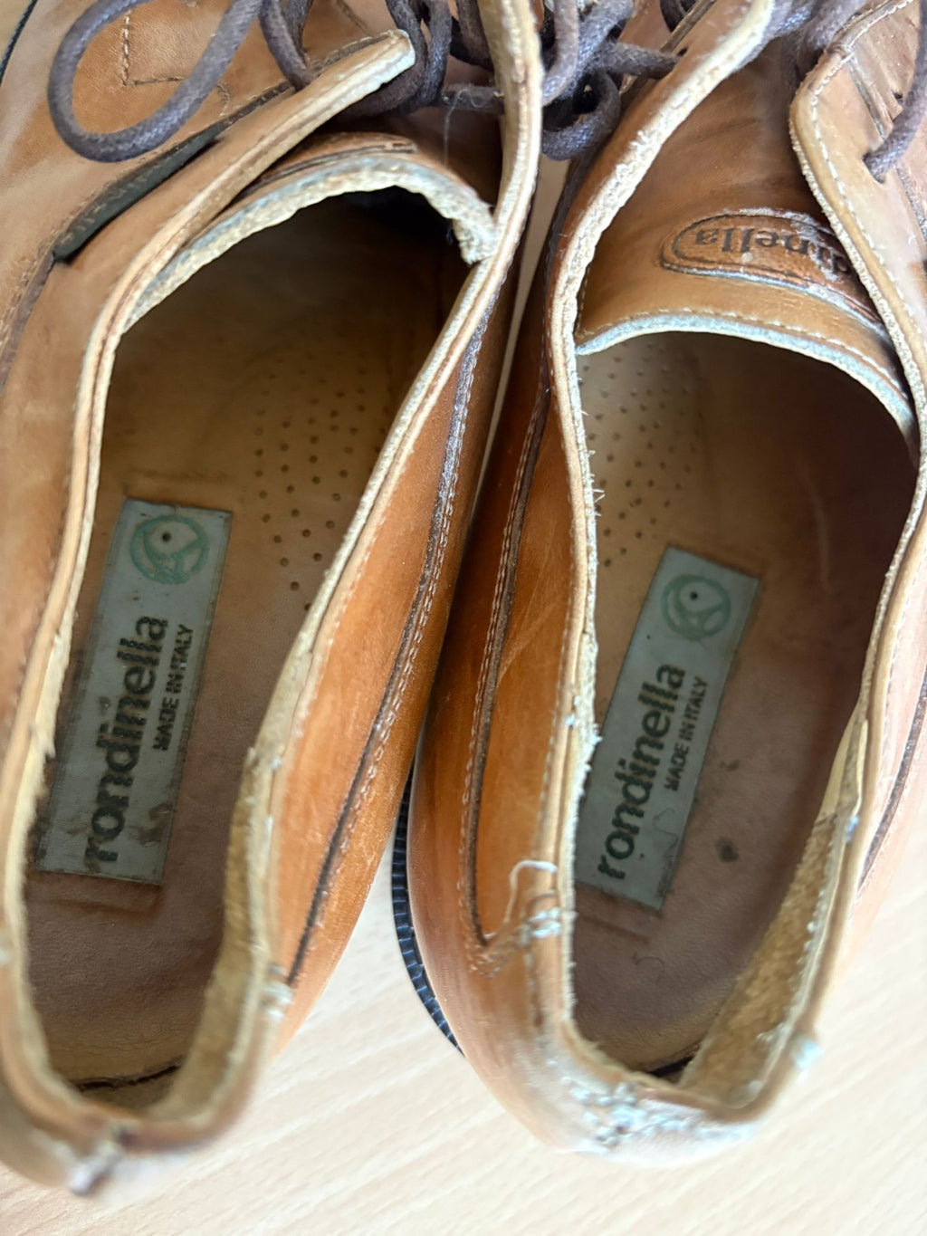 Rondinella Vintage Tan Leather Lace-Up Shoes – Size 39
