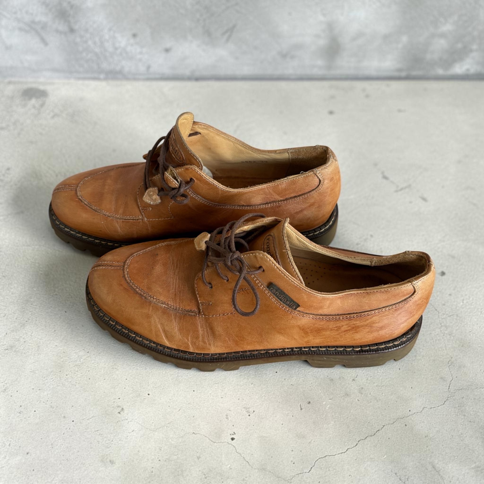 Rondinella Vintage Tan Leather Lace-Up Shoes – Size 39