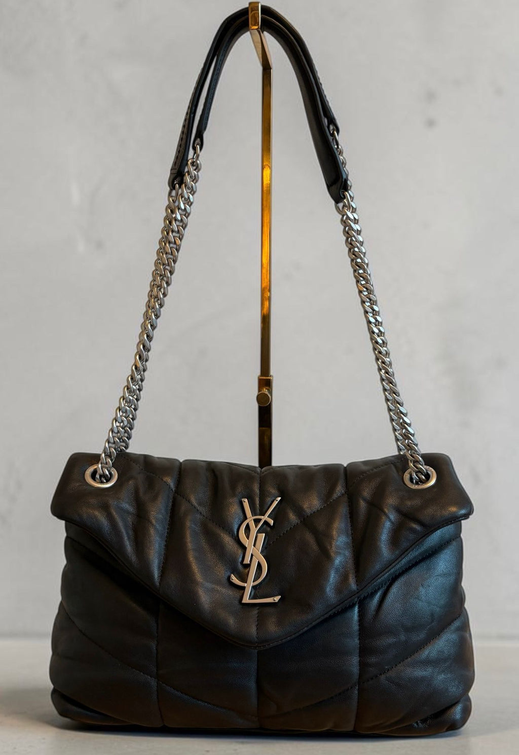 Saint Laurent Loulou Puffer Small Bag — Black Quilted Leather