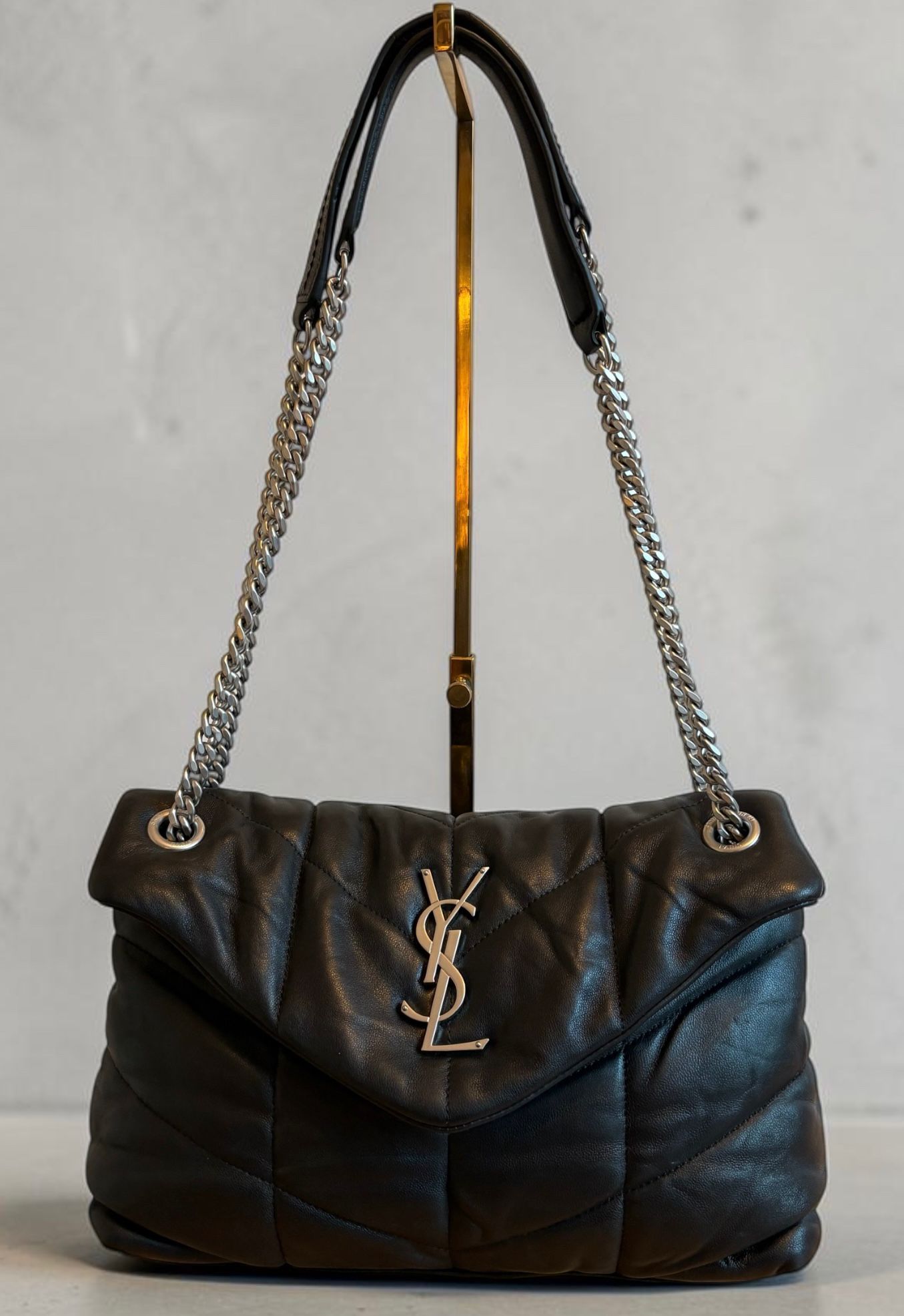 Saint Laurent Loulou Puffer Small Bag — Black Quilted Leather