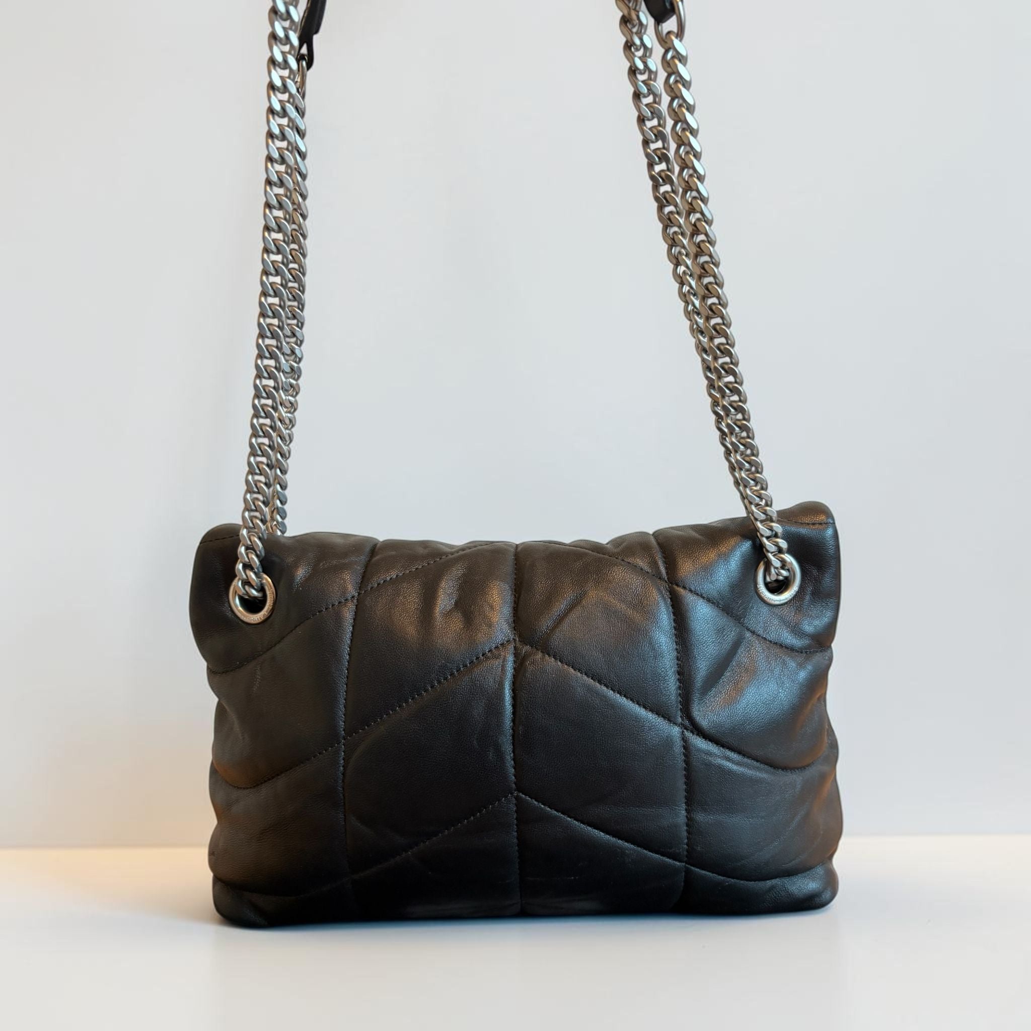 Saint Laurent Loulou Puffer Small Bag — Black Quilted Leather