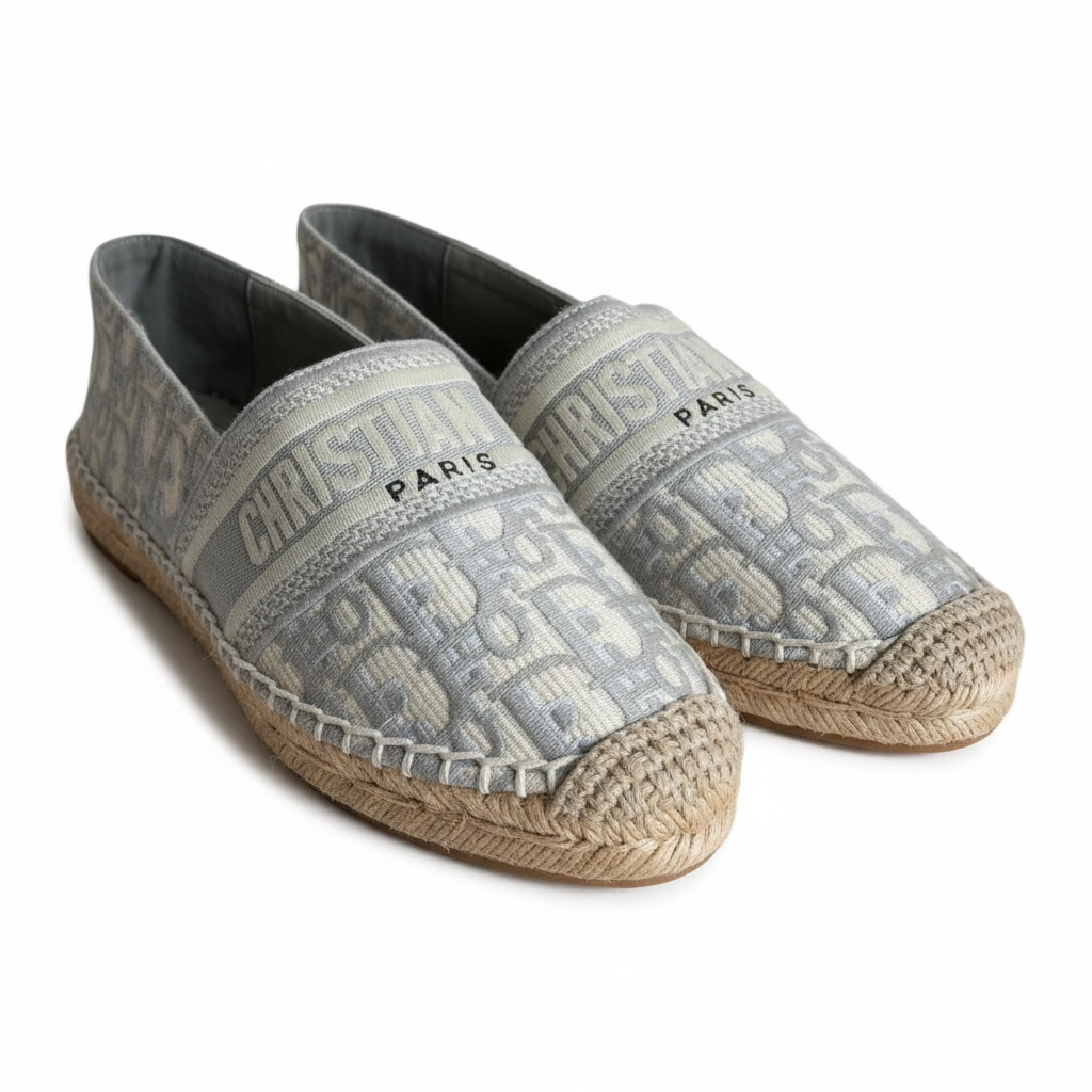Christian Dior Granville Espadrilles – Grey Oblique Jacquard 37