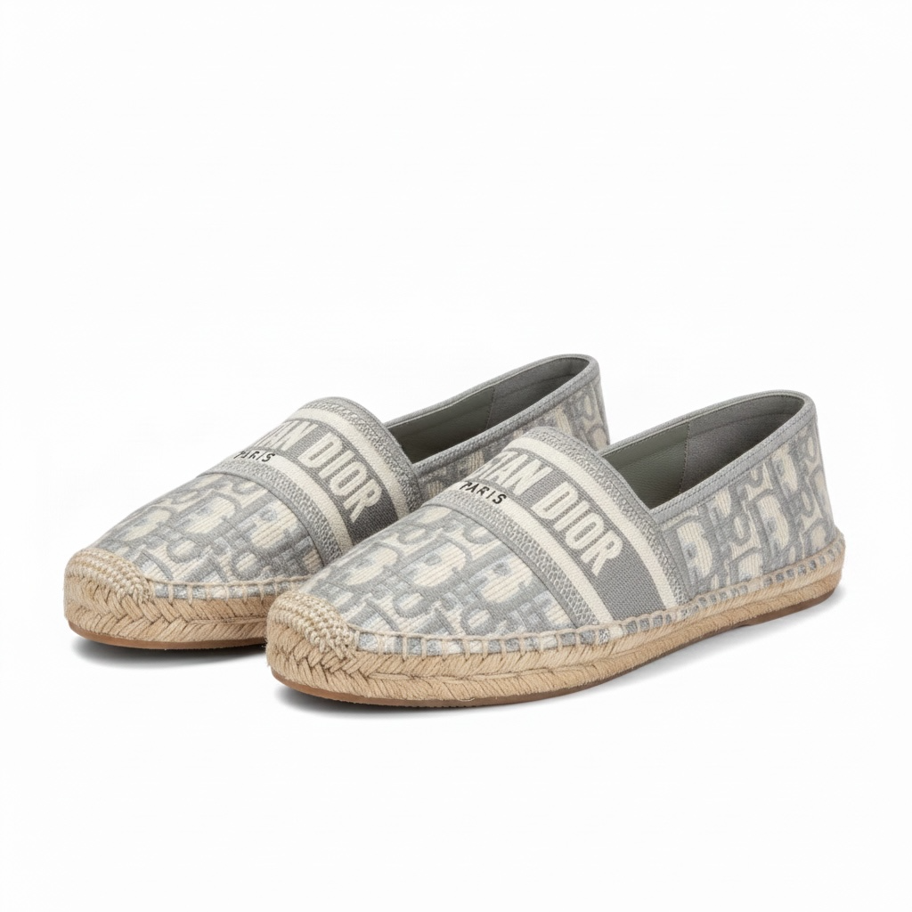Christian Dior Granville Espadrilles – Grey Oblique Jacquard 37