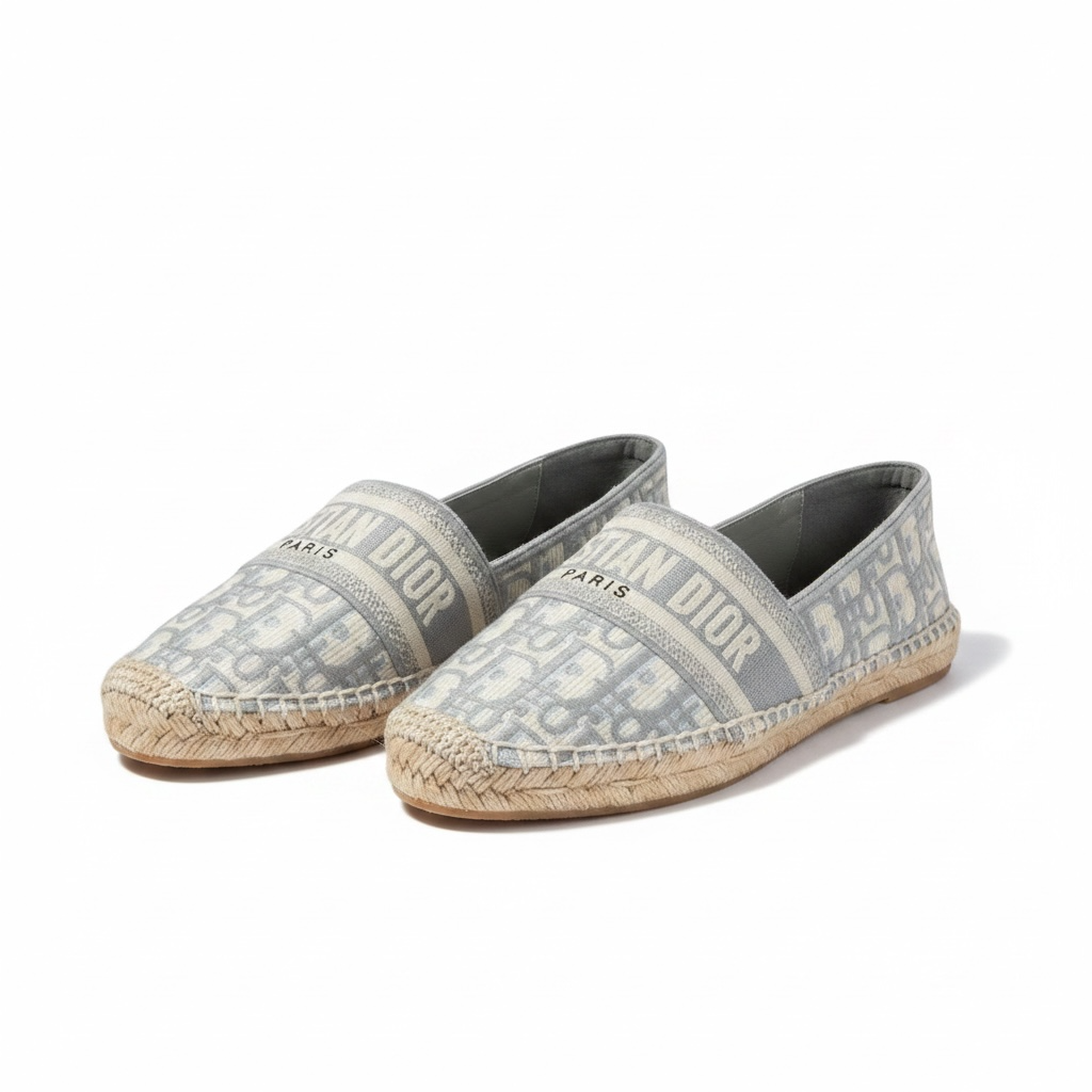 Christian Dior Granville Espadrilles – Grey Oblique Jacquard 37