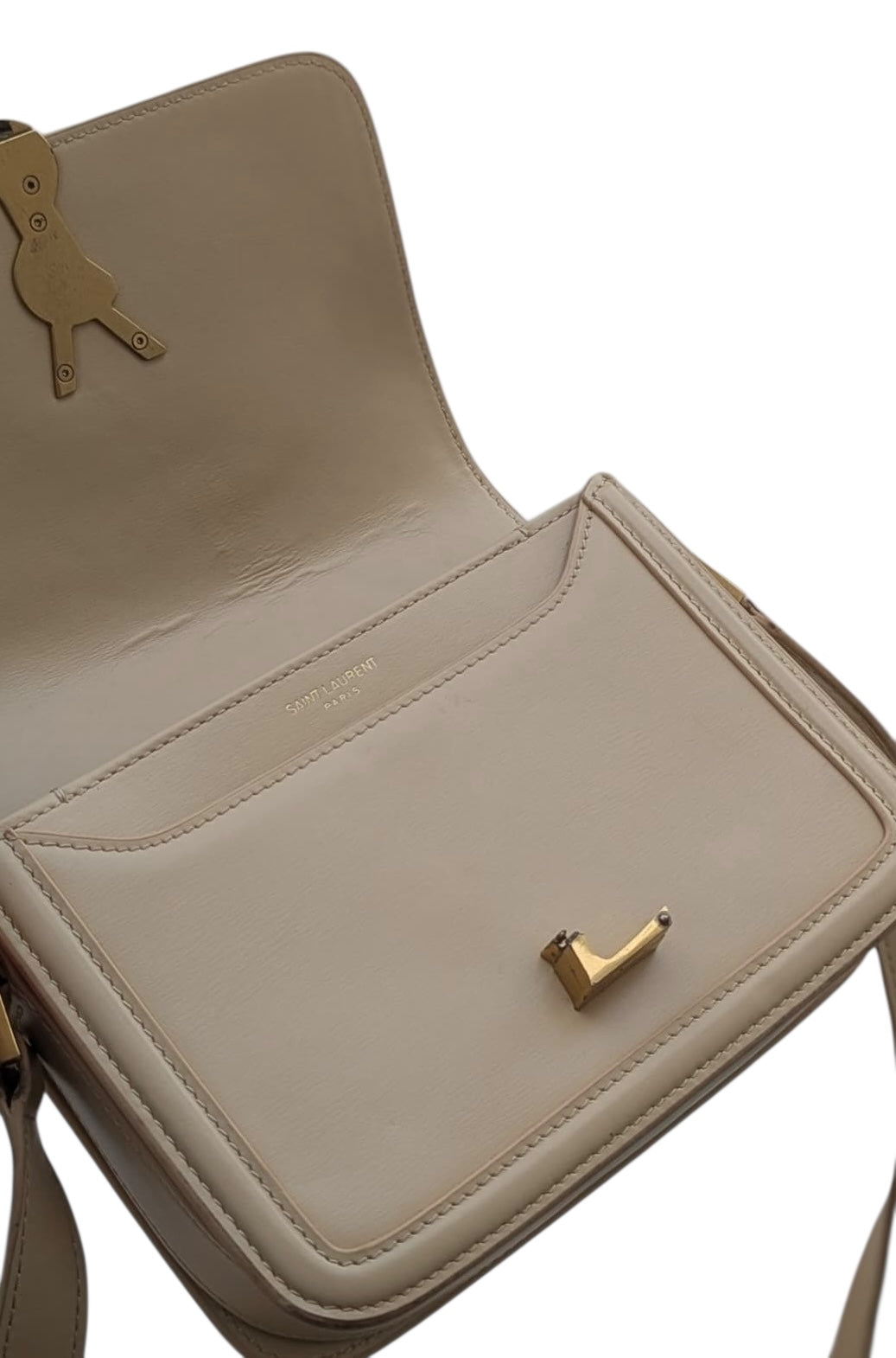 Saint Laurent Solferino Crossbody Bag — Cream