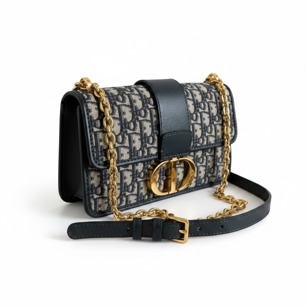 Christian Dior 30 Montaigne Bag – Oblique Jacquard & Navy Leather