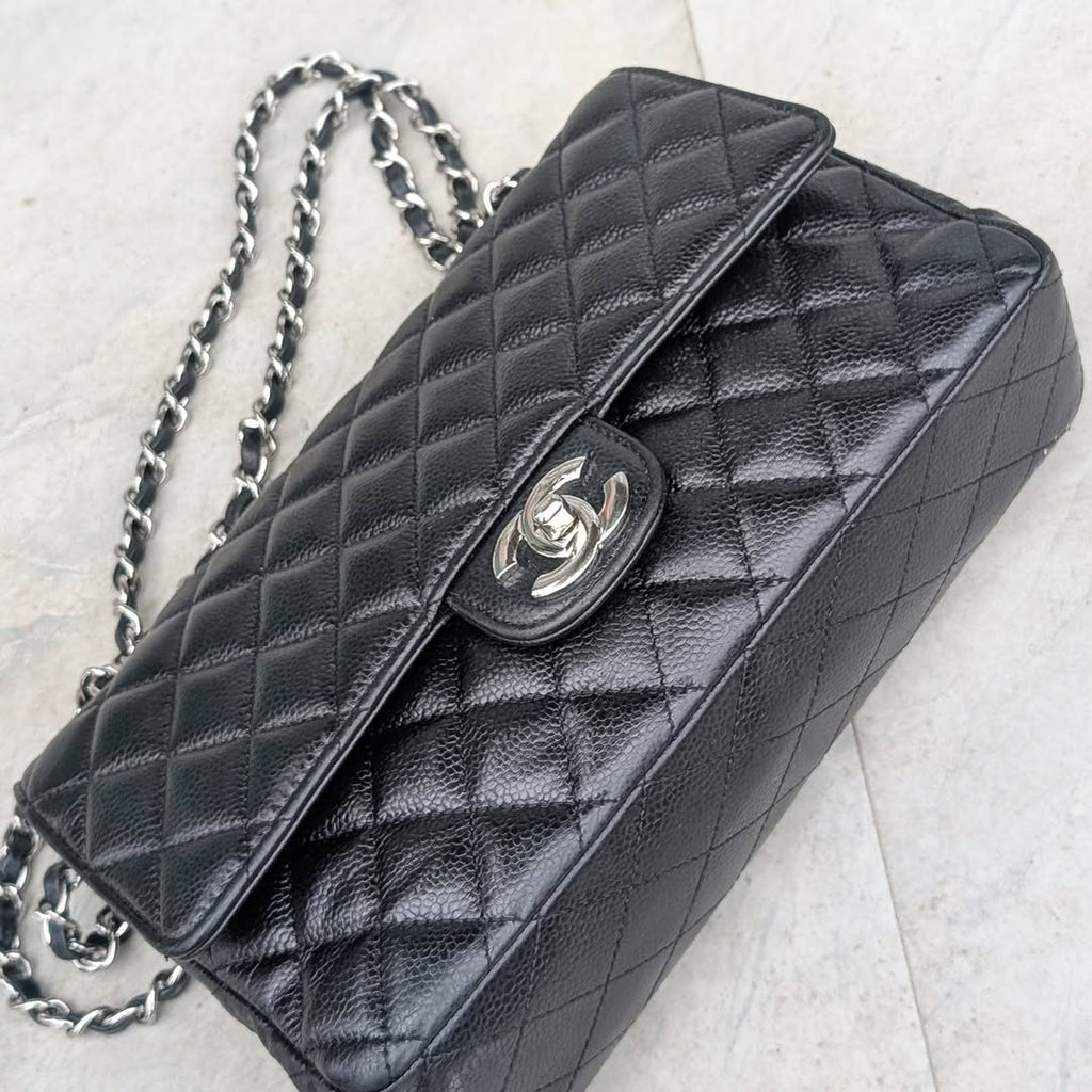 Chanel Classic Double Flap Bag — Black Caviar & Silver Hardware