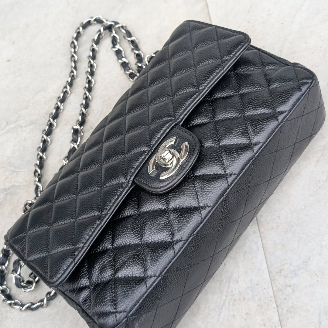 Chanel Classic Double Flap Bag — Black Caviar & Silver Hardware