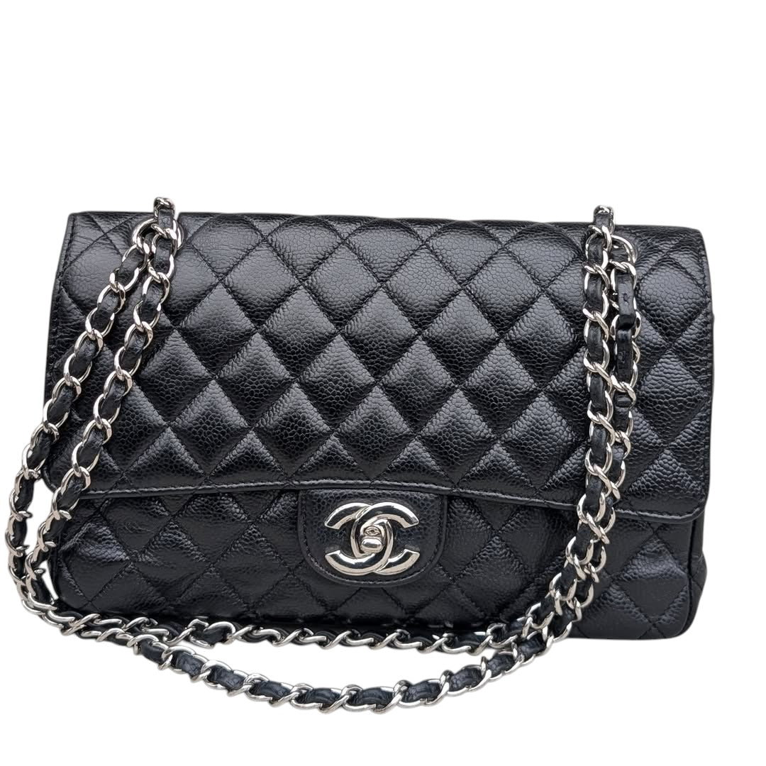 Chanel Classic Double Flap Bag — Black Caviar & Silver Hardware