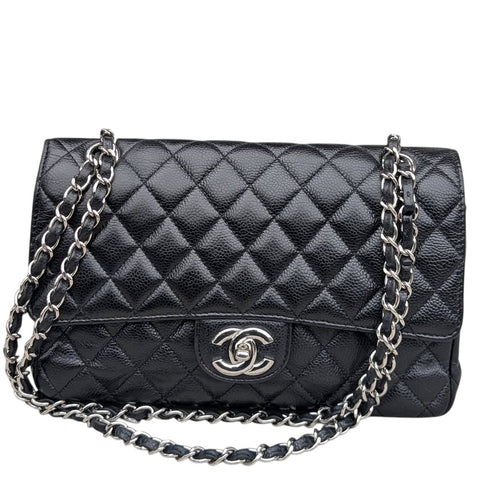 Chanel Classic Double Flap Bag — Black Caviar & Silver Hardware