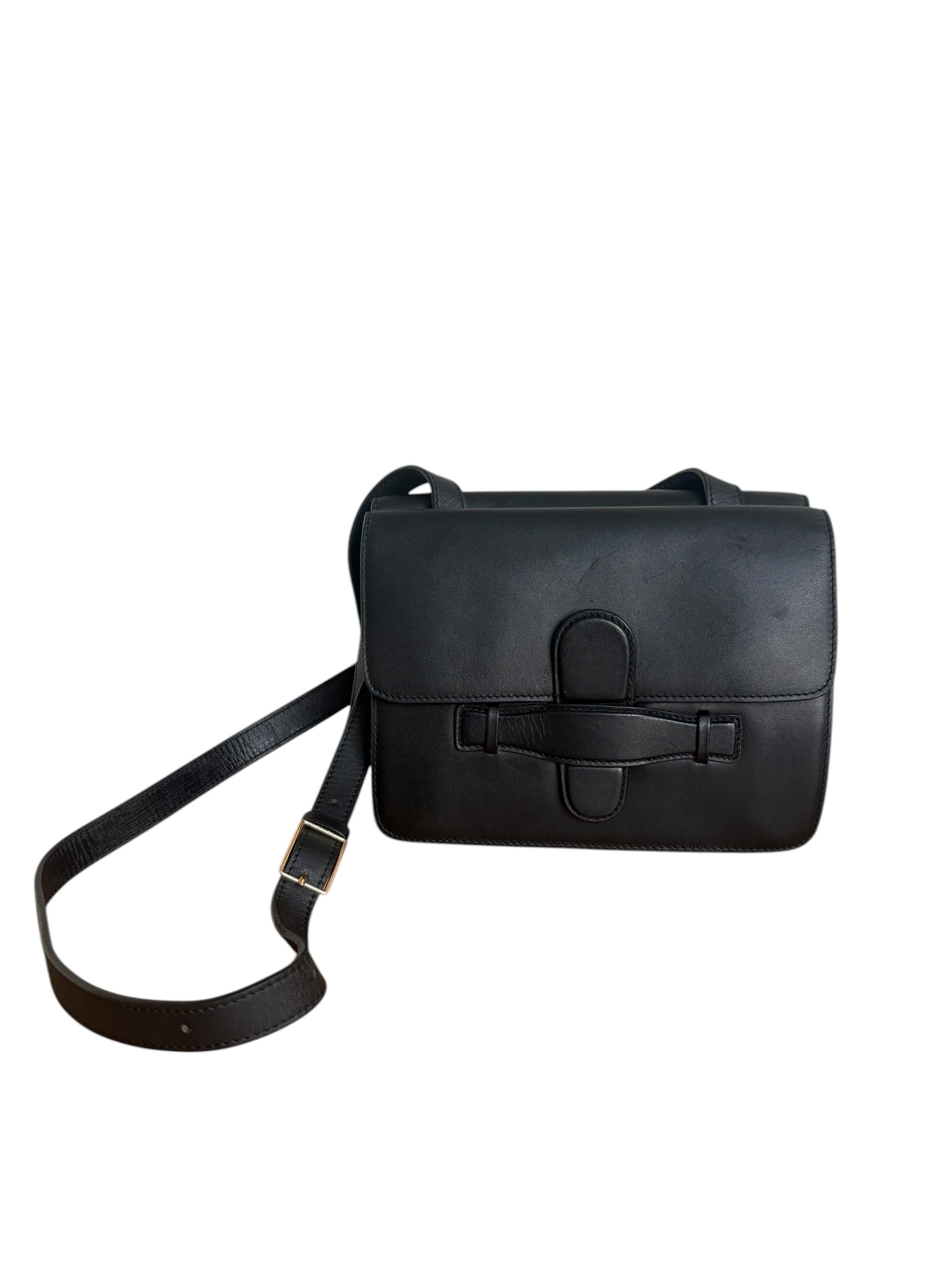 Céline Black Structured Leather Crossbody Bag