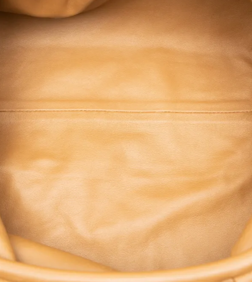 Bottega Veneta Vintage Leather Drawstring Clutch — Camel