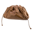 Bottega Veneta Vintage Leather Drawstring Clutch — Camel