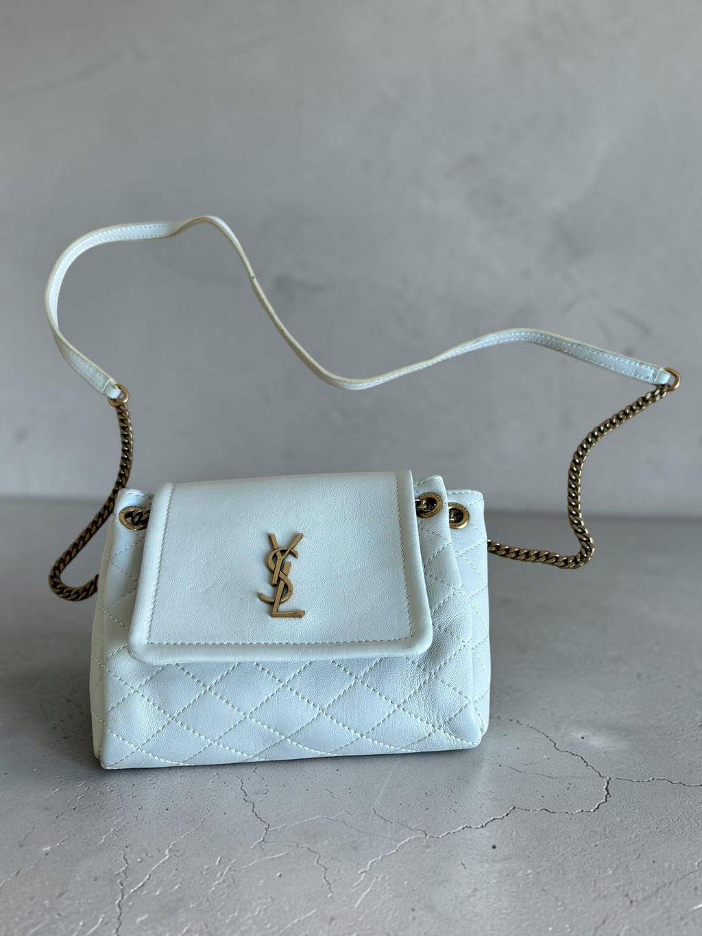 Saint Laurent Nolita Bag — White Quilted Leather