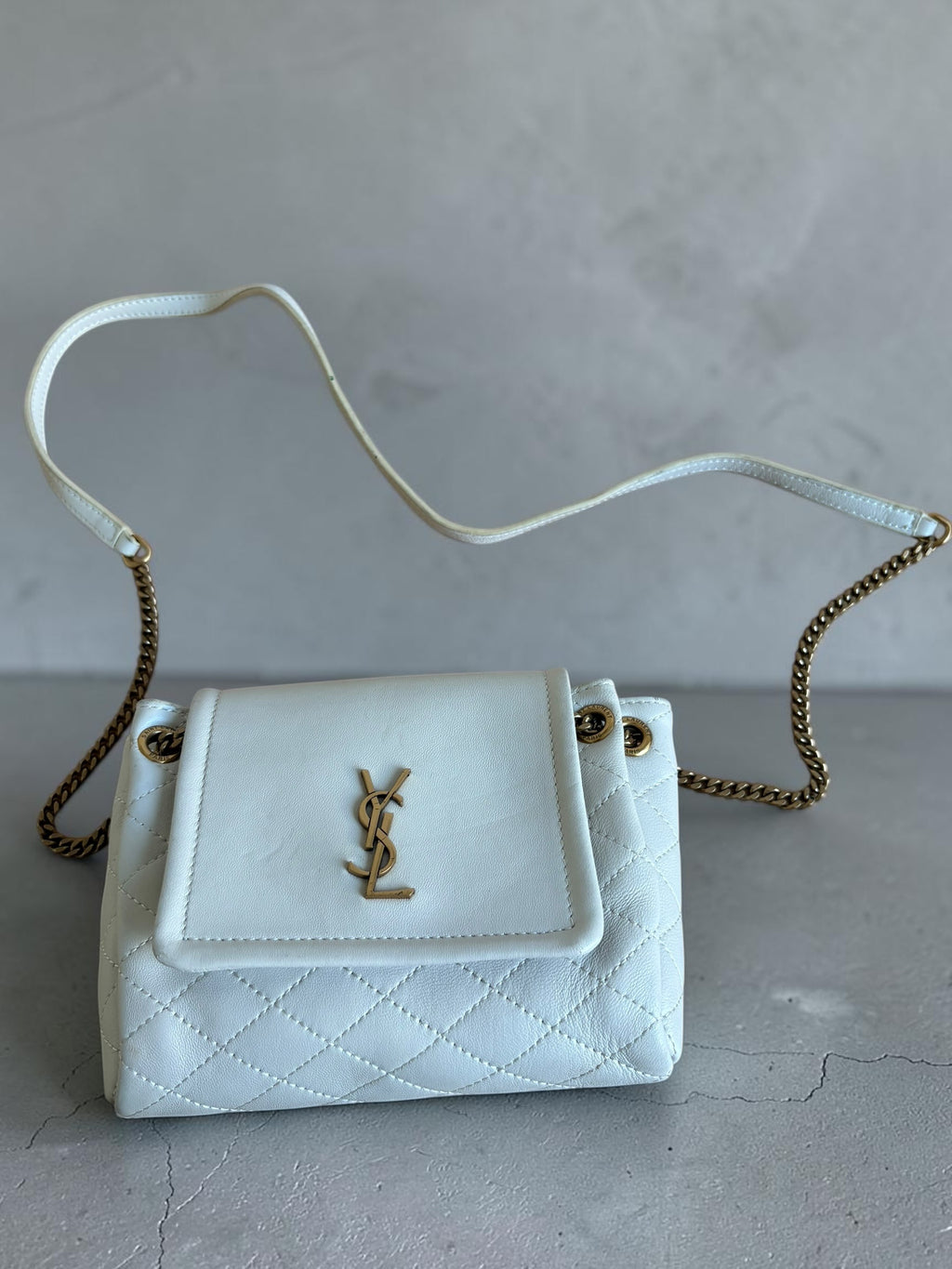 Saint Laurent Nolita Bag — White Quilted Leather