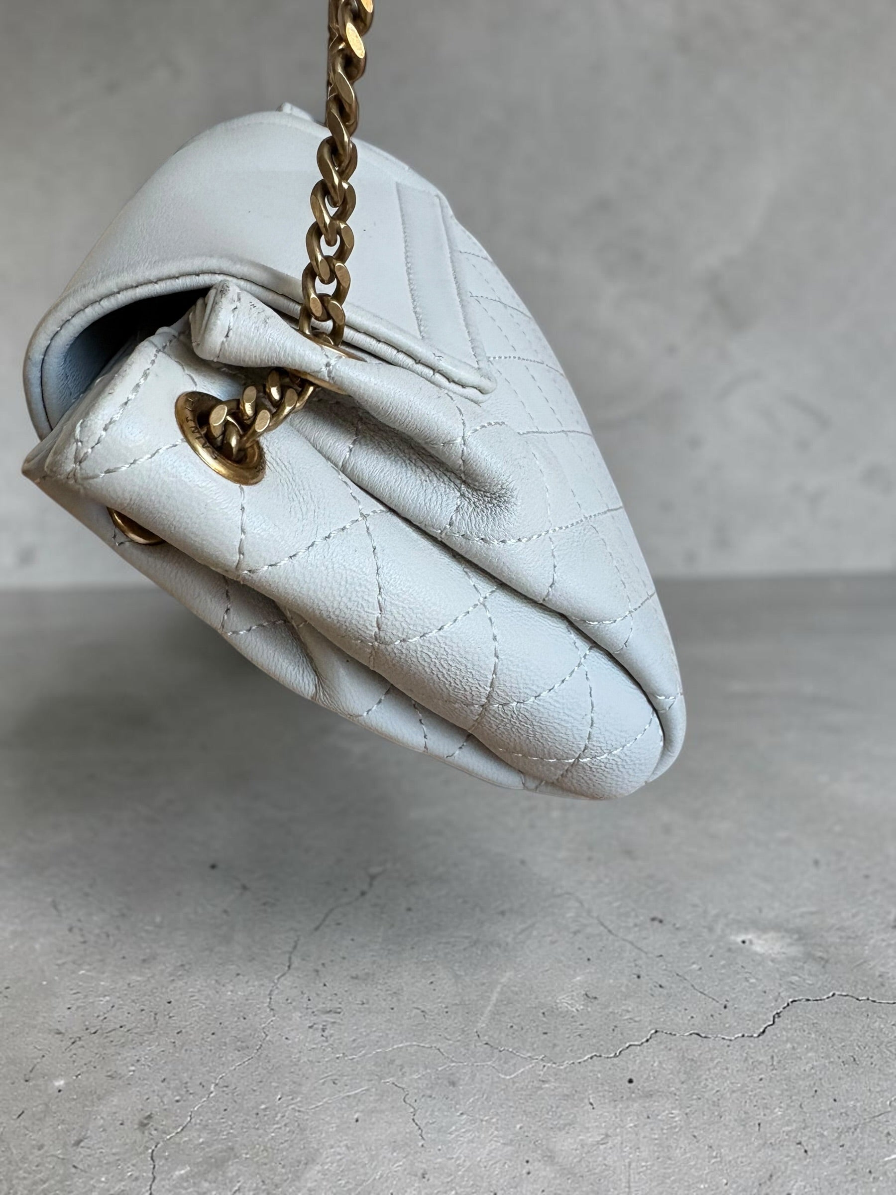 Saint Laurent Nolita Bag — White Quilted Leather