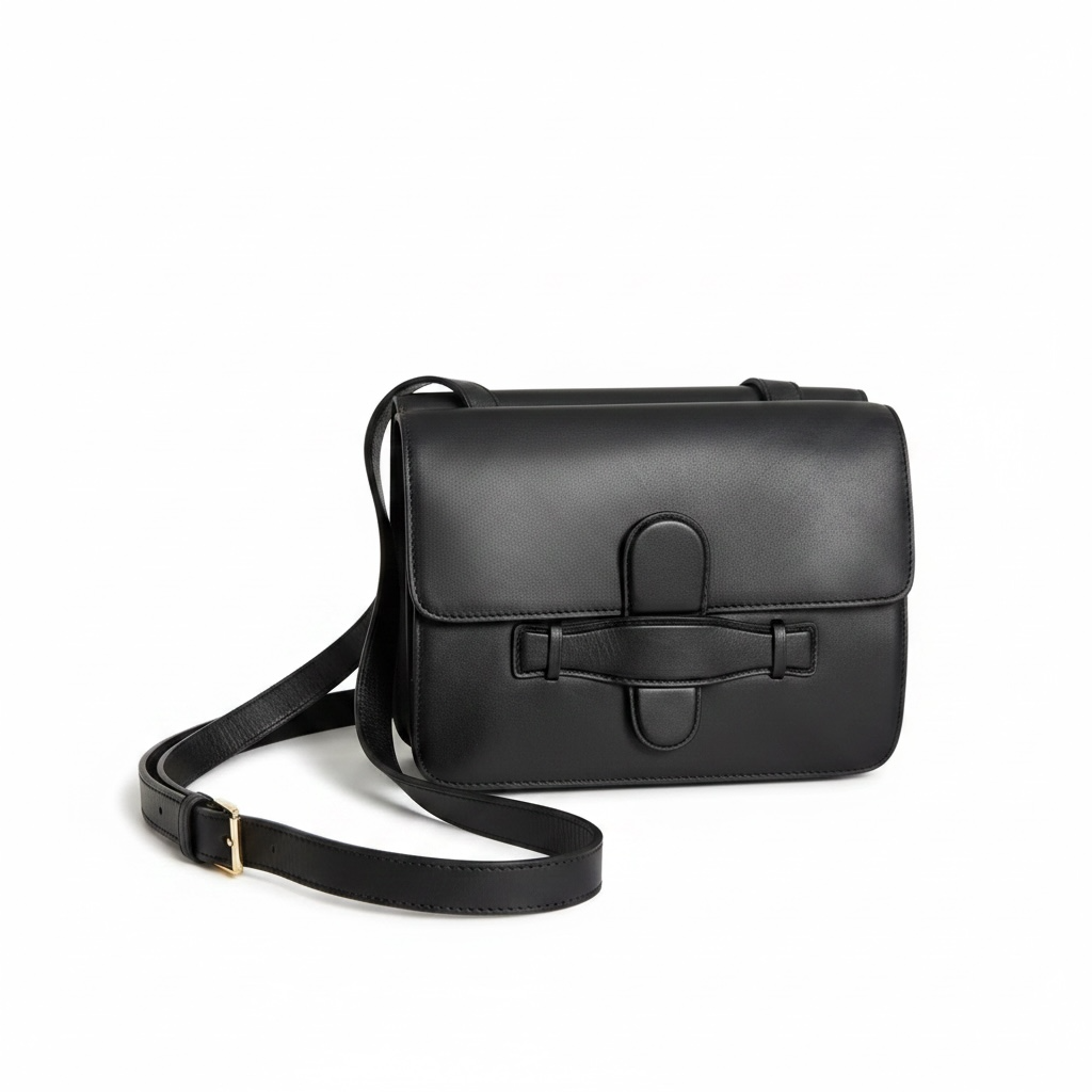 Céline Black Structured Leather Crossbody Bag