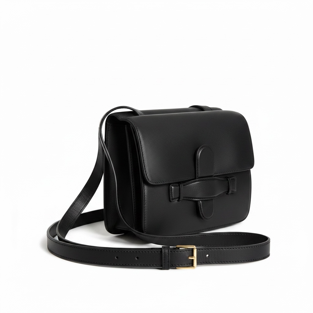 Céline Black Structured Leather Crossbody Bag