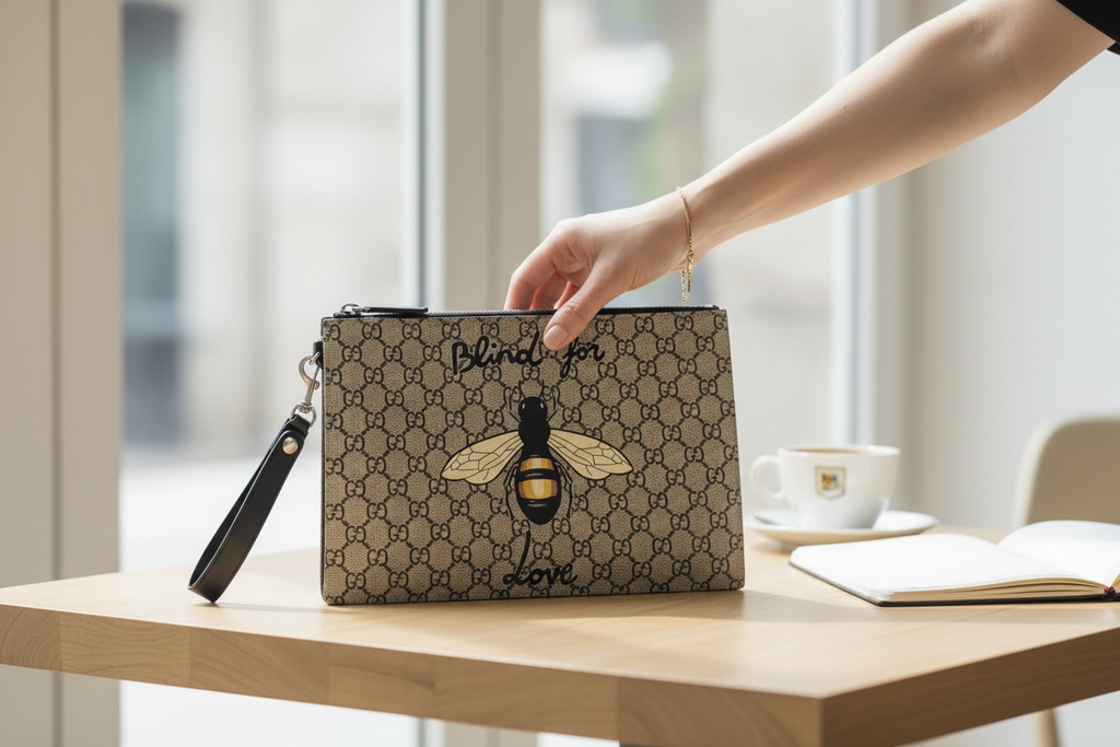 Gucci 'Blind for Love' Bee GG Supreme Pouch
