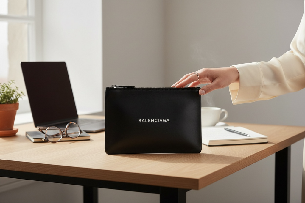 Balenciaga Everyday Clutch in Black Leather