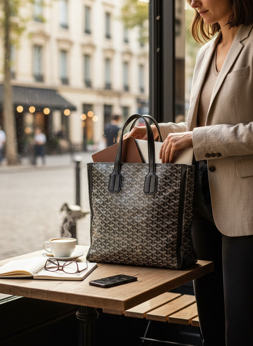 Goyard Voltaire Tote PM — Black Goyardine