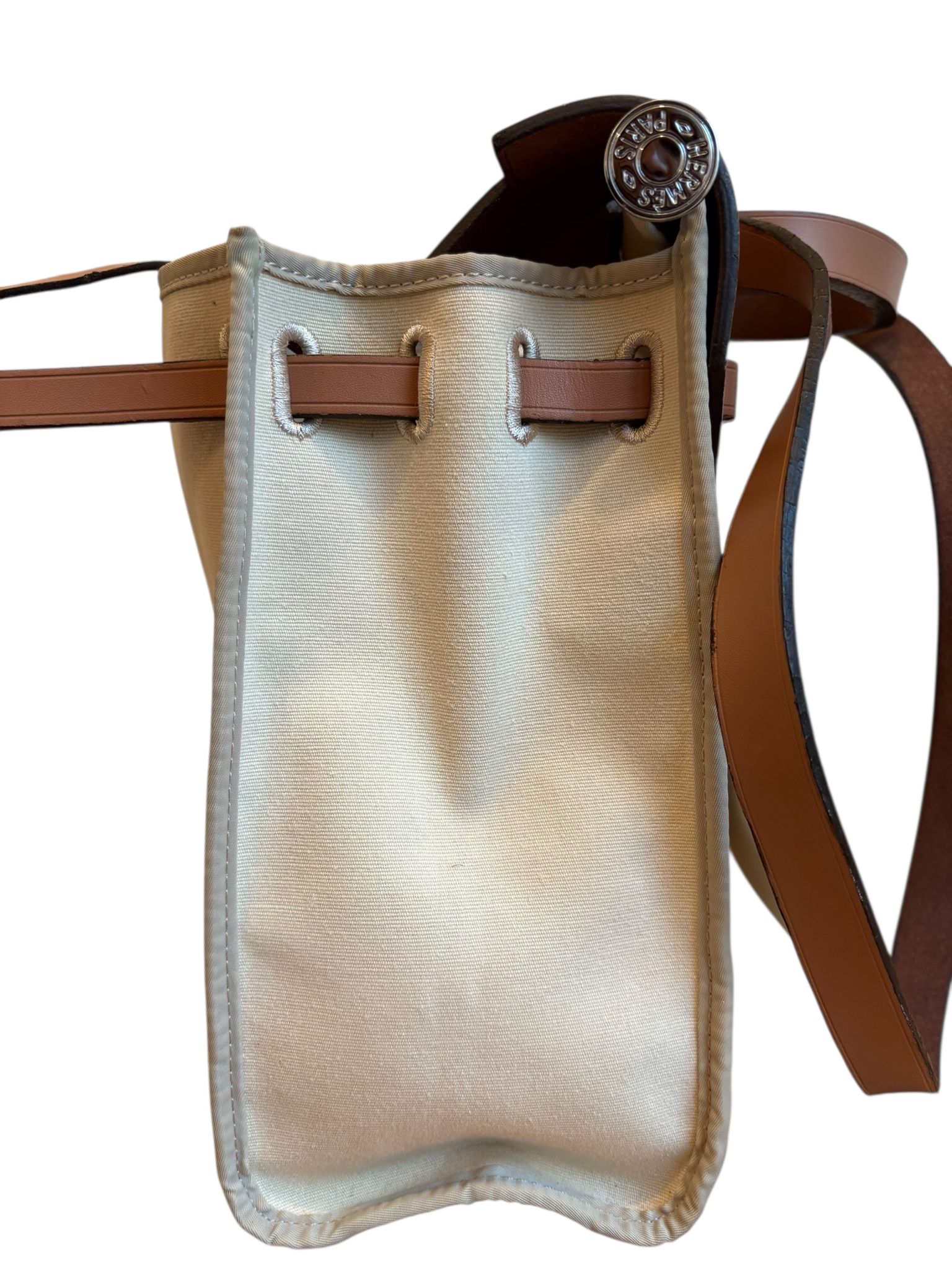 Hermes Beige/Tan Canvas and Leather Herbag Zip 31 Bag