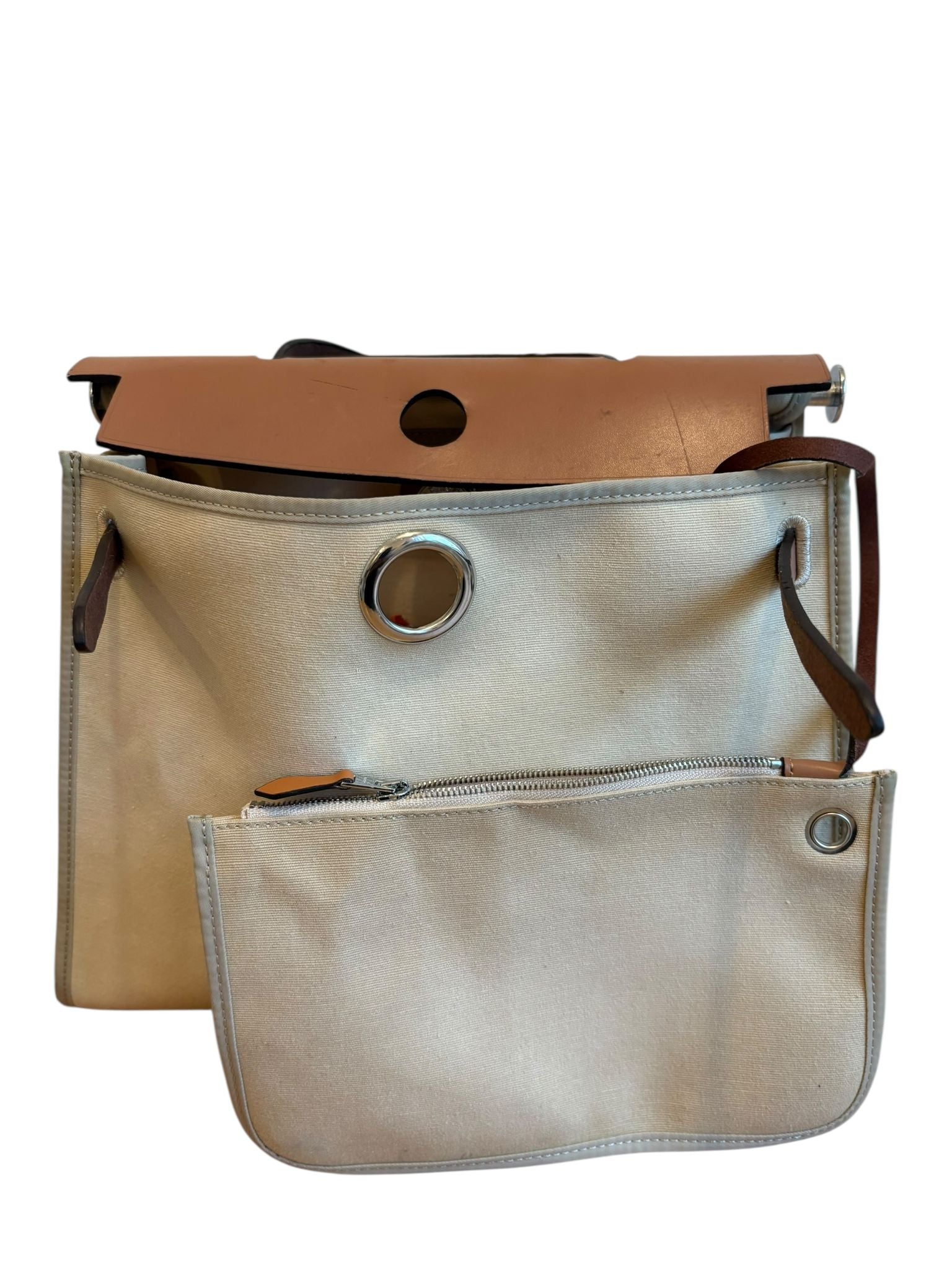 Hermes Beige/Tan Canvas and Leather Herbag Zip 31 Bag