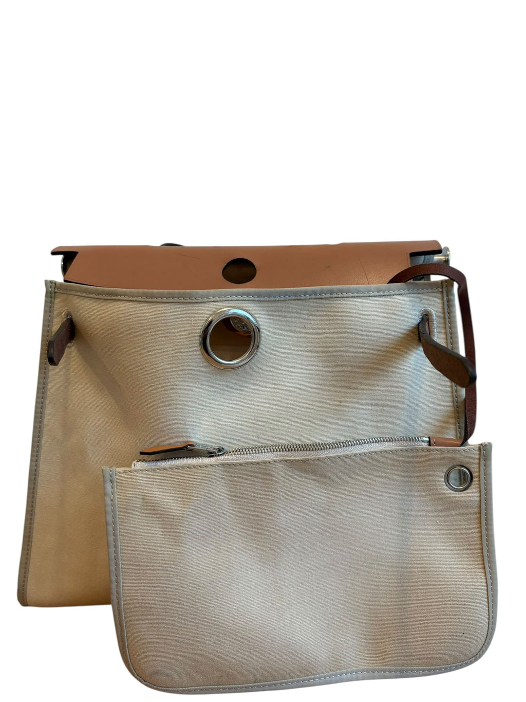 Hermes Beige/Tan Canvas and Leather Herbag Zip 31 Bag