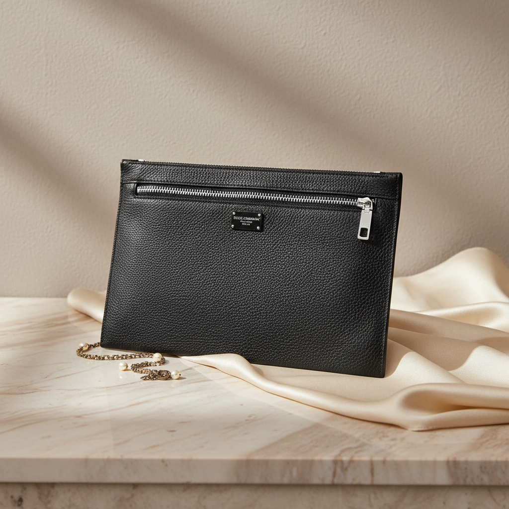 Dolce&Gabbana Logo calfskin pouch in luxury setting