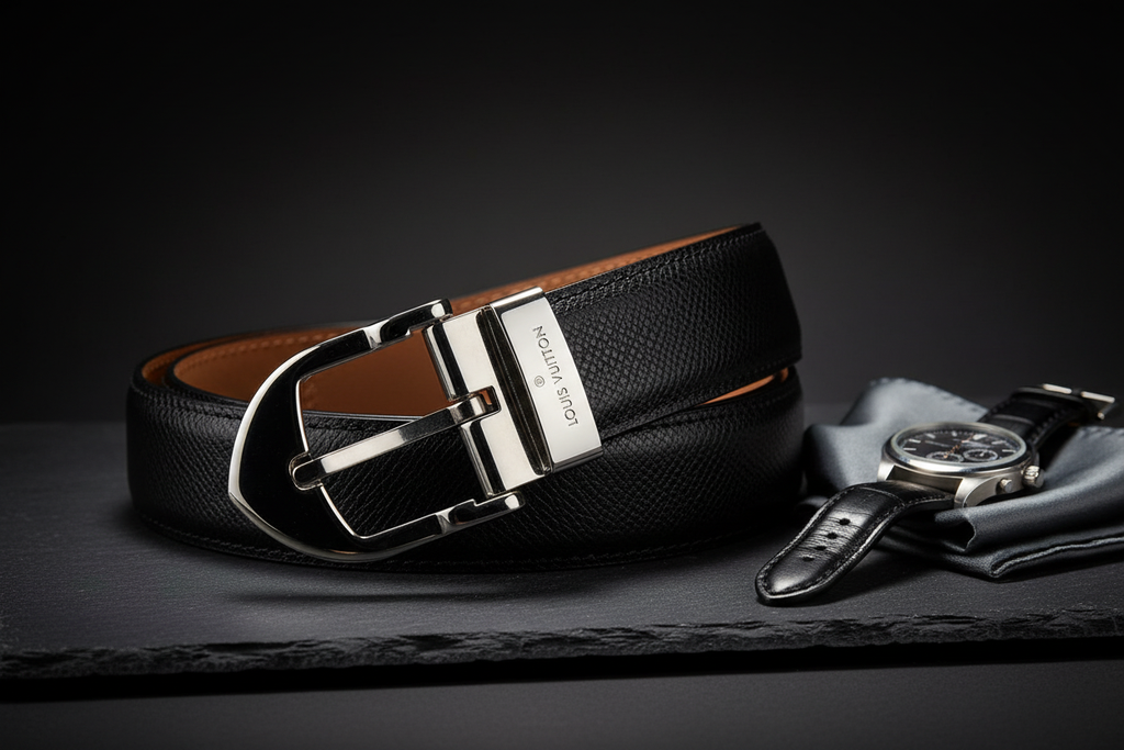Louis Vuitton Taiga Leather Belt editorial product photo