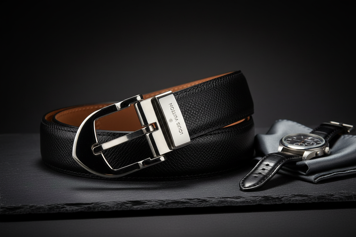 Louis Vuitton Taiga Leather Belt editorial product photo