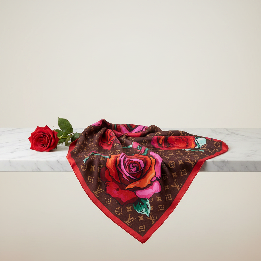 Louis Vuitton x Stephen Sprouse Roses Monogram Silk Scarf editorial product photo