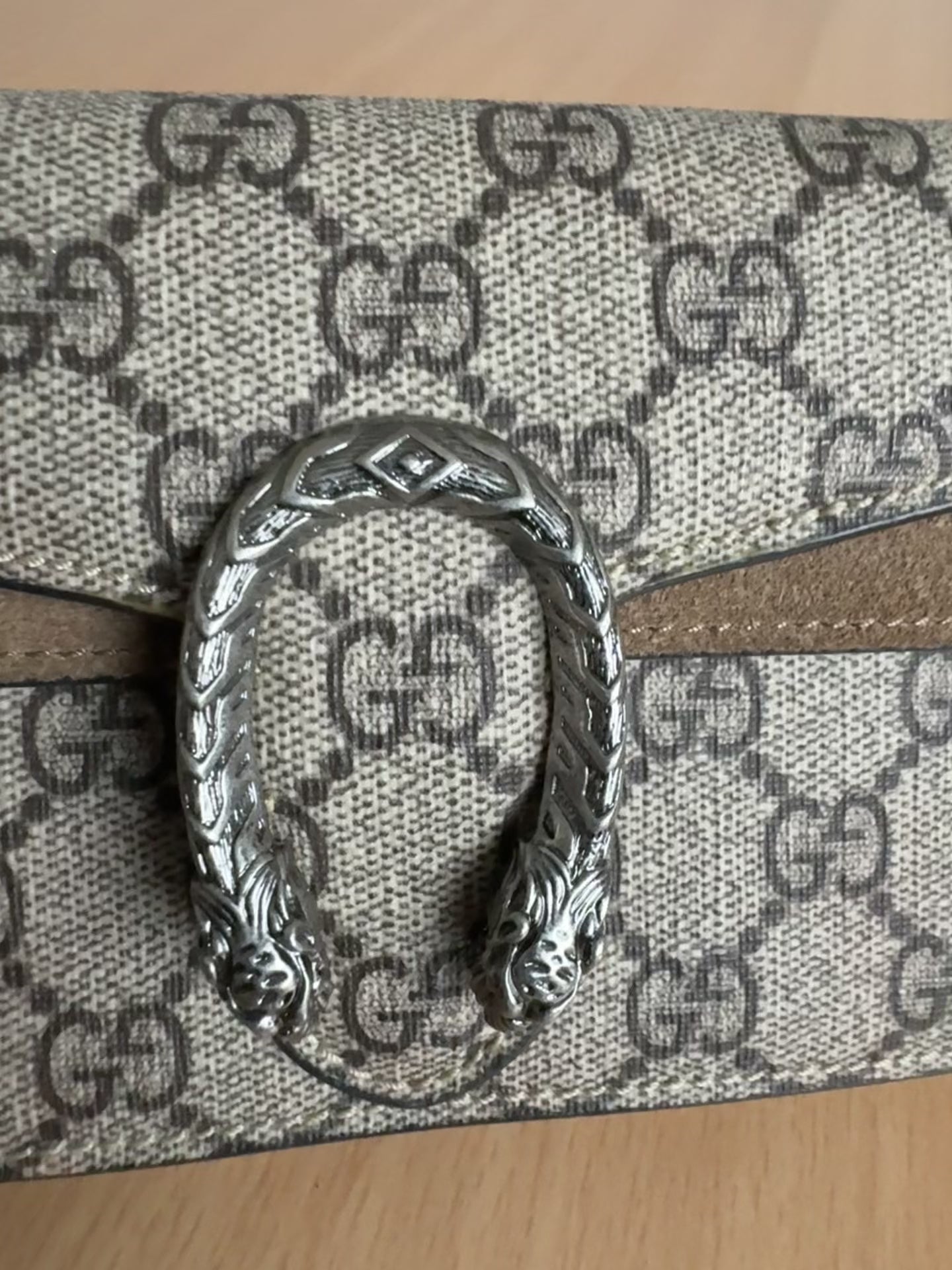Gucci Dionysus Mini Bag – GG Supreme Canvas & Taupe Suede