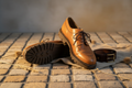 Rondinella Vintage Tan Leather Lace-Up Shoes editorial product photo